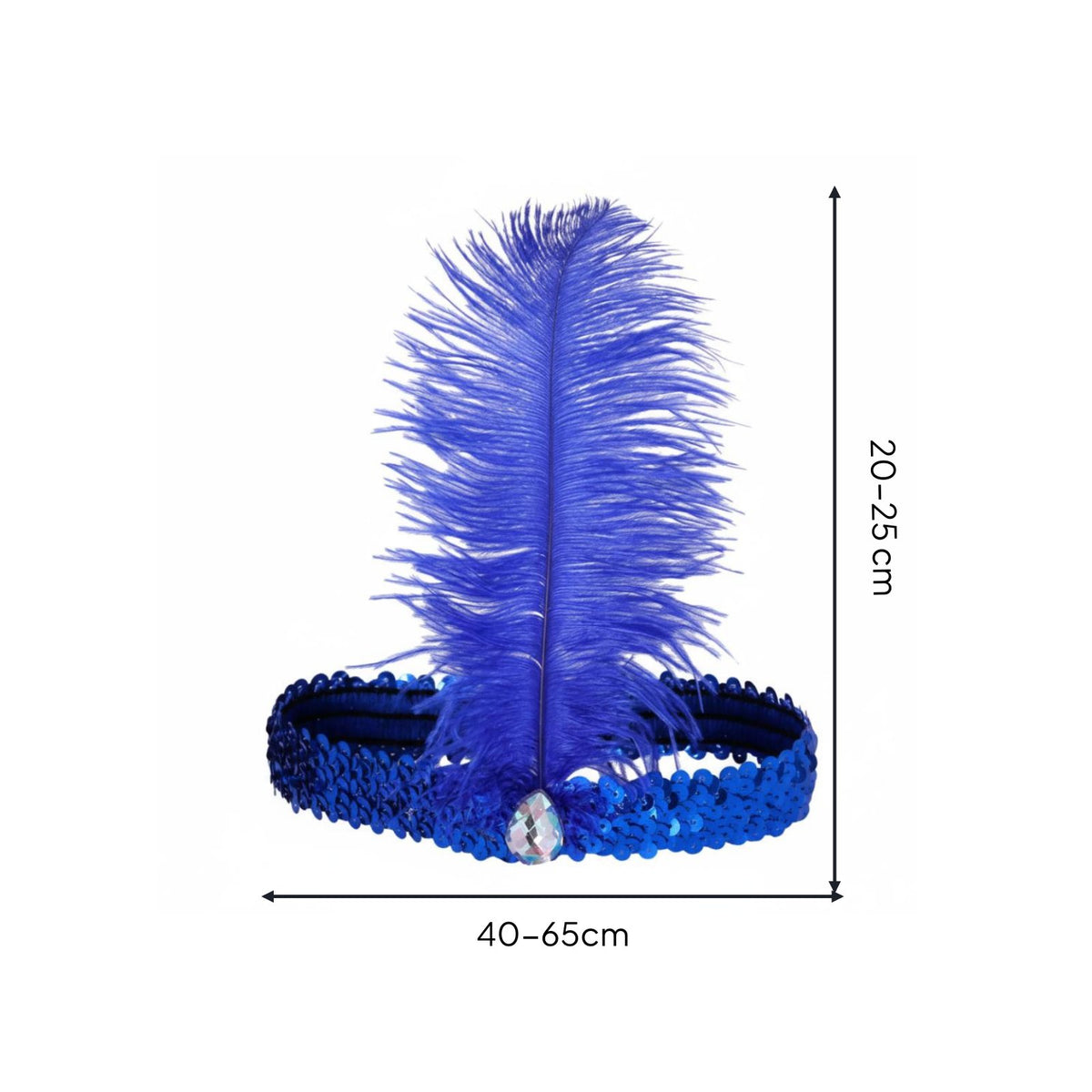 Rhinestone Accent Ostrich Feather Hairband Stretchy Feather Headband Elastic Band for Adults, Women, Dance Performance, Parties, Festivals