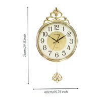 Pendulum Wall Clock Large Display Clock with Pendulum Vintage for Decorators