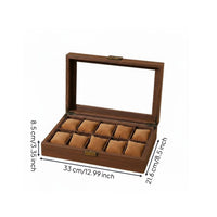 Wood Grain Watch Box Velvet Knitted Velvet Vintage Watch Case Removable Pillows