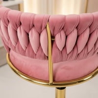 Tufted Swivel Chair Padded Seating Curved Backrest