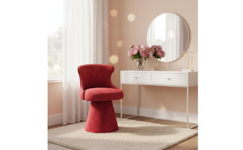 Minimalist Design Swivel Makeup Chair Soft Padded Cushion Upholstered Vanity Stool with Backrest Ergonomic Back Support Upholstered Makeup Stool Scratch Resistant Textile for Nail Salon