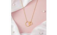 Double Hoop Pendant Necklace Stainless Steel Interlocking rings Necklace Minimalist Design Double Hoop Pendant for Women, Girls, Daily Wear, Office