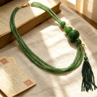 Pendant Necklace with Tassel Vintageretro-Chic Layered Beaded Necklace Faceted