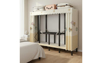 Installation-No-Tools Foldable Cloth Wardrobe Easy to Assemble Portable Wardrobe Closet Quick Assembly Steel Frame Textile Closet Space Saving for Renters, Students, Rental Room, Temporary Housing
