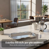 European Design Dessert Plate Mirror Finish Stainless Steel Serving Platter