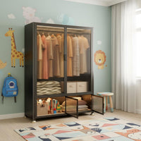 Adjustable Metal Wardrobe Easy to Clean Metal Storage Locker Clothing Organizer Attractive Doors Bedroom Furniture for Children
