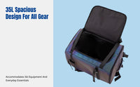 Professional Outdoor Ski Backpack, Waterproof 35L, Iridescent Reflective, Double Compartment Gear Bag