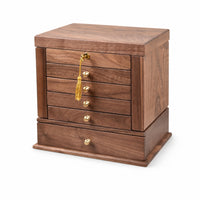 Makeup Organizer with Drawers Wood-Grain Cosmetics Storage Box Sturdy for Women