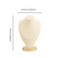 Necklace Display Bust Wooden Base Jewelry Bust Display Elegant Design Mannequin Neck Stand for Retail Store, Dresser Top, Craft Fair