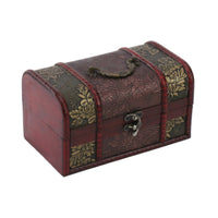 Vintage Wooden Storage Box Gold-Toned Accents Decorative Wooden Chest Compact Keepsake Box