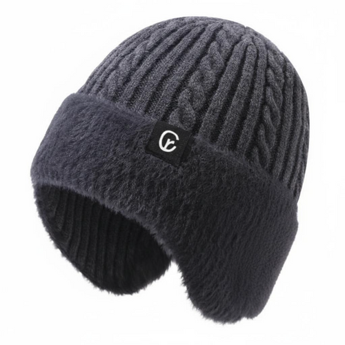 Winter Hat for Men, Knit, Ear Cover, Hiking, Navy