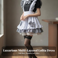 Japanese Maid Dress Adorable Romantic Vintage Maid Uniform Anime Cosplay Costume Cute Design Anime Server Costume Puff Sleeves