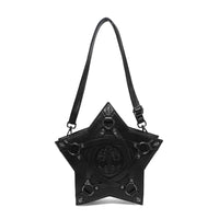 Star Shoulder Bag Punk Star-Shaped Bag Pu Leather Backpack for Streetwear
