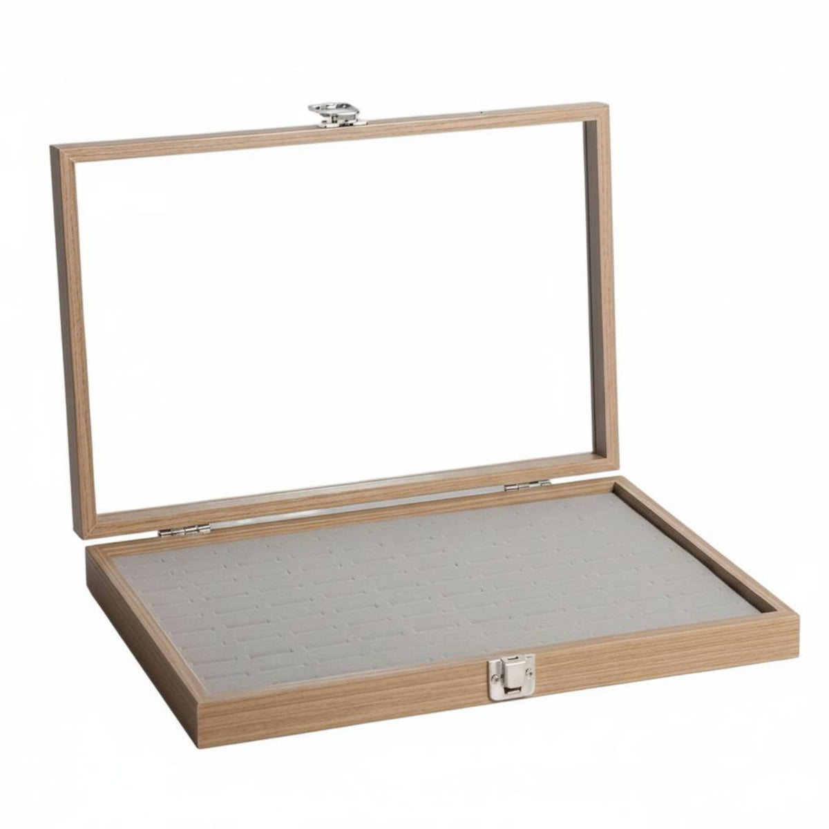 Wood Grain Jewelry Box Sturdy Construction Jewelry Display Case Stackable Storage Case Large Capacity Secure Latch for Drawer