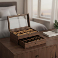 24-Slot Watch Box Divided Compartments 24-Slot Watch Organizer Locking Clasp