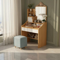 Makeup Vanity with Storage Space Saving Design for Small Apartment, Women, Teens