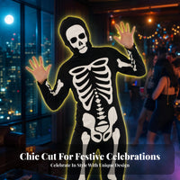 Full-Body Cosplay Suit Hooded Skeleton Suit Front Zipper for Performance Wear