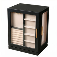 Rotating Jewelry Box Hanging Hooks Swivel Jewelry Cabinet Gold-Tone Handles