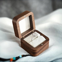 Walnut Band Box Velvet Interior Jewelry Storage Hand-Finished for Wedding