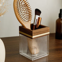 Acrylic Makeup Brush Holder Large Capacity Square Vanity Brush Cup Luxury Design