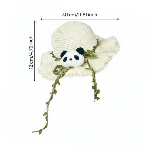 Cartoon Panda Beach Hat Breathable Children's Straw Sun Hat Protection