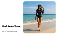 Black Long Sleeve Surfing Suit Streamlined Fit Long Sleeve Single Piece Swimsuit women's Surfing Suit Abdomen Control