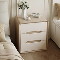 Rounded Corner End Table Scratch Resistant Tech Cloth Modern 2-Drawer Nightstand