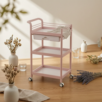 3-Tier Rolling Cart with Basin Mobile Salon Cart with Drawer Multi-Purpose