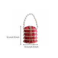 Velvet Evening Pail Bag Shimmering Pearl Handle Pail Bag Party Ready for Women