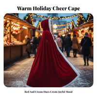 Christmas Velvet Cloak Tie Closure Full-Length Hooded Cloak Soft Texture for Men
