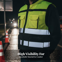 Reflective Safety Vest 360° Reflectivity High-Visibility Construction Vest Fastener Ed Reflective Gilet All-Gender Fit
