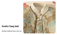 Boys' Tang Suit Set, Traditional Chinese Design, Winter Thickened Three-Piece New Year Outfit