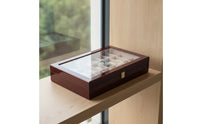 Watch Box with 24 Slots Shiny Watch Box with Glass Lid Cushioned