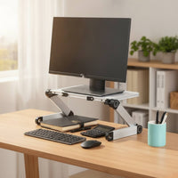 Screen Riser with Adjustable Legs Ergonomic Desktop Screen Stand Sturdy Furniture for Professionals, Study Desk, Compact Workspace