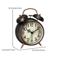 Copper-Toned Trim Cream Face Metal Alarm Clock Retro Twin-Bell Clock