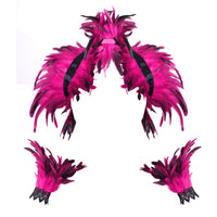 Feather Costume Shawl with Wrist Cuffs Lightweight Feather Shawl Soft for Party
