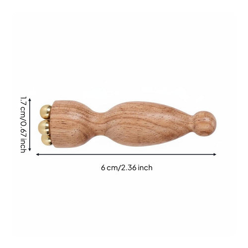 Brass Bead Massage Tool Multifunctional Wooden Facial Massager Portable for Spa