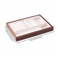 Walnut Jewelry Display Set Velvet Lined Wooden Jewelry Holder for Showcase