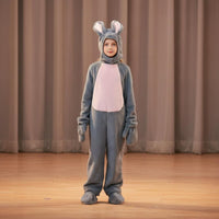 Youngster bunny Costume 4-Piece Set Soft Animal Jumpsuit Hooded Design Animal Outfit for Stage Performance, Parties
