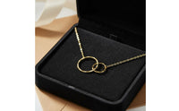 Double Circle Pendant Necklace Minimalist Design Interlocking rings Necklace Versatile Women's Jewelry for Anniversary, Birthday