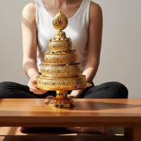 Tibetan Buddhist Mandala Plate Sturdy and Long-Lasting Mandala Offering Set Tiered Ceremonial Offering Tray Portable