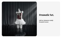 2 Pieces Gothic Angel Costume Lace Details Corset Top and Skirt Set for Women