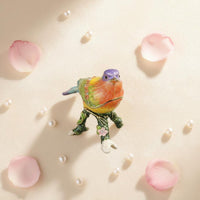 Magpie Figurine Box Jeweled Enamel Bird Jewelry Box With Crystals Bird Shaped Band Holder for Women