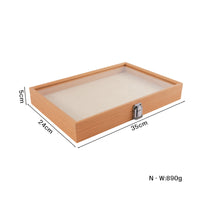 Wooden Glass Jewelry Box Transparent Lid Storage Furniture Rectangular