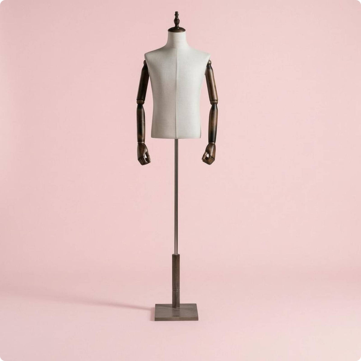 Male Mannequin Torso Textile-Covered Male Torso Mannequin Wooden Base