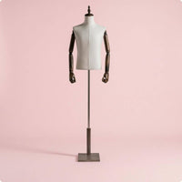 Male Mannequin Torso Textile-Covered Male Torso Mannequin Wooden Base
