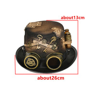 Steampunk Top Hat Handmade Cosplay Top Hat Brass-Tone Hardware