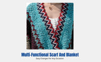 Bohemian Multicolor Shawl, Women's Ethnic Cape, Autumn Winter Scarf, Warm Reversible Blanket