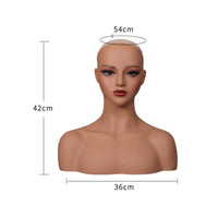 Visible Ears Smooth Surface Female Bust Mannequin PVC Mannequin Display Head