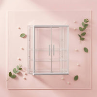Cosmetic Storage Cabinet Vertical Handles Tabletop Makeup Cabinet Transparent